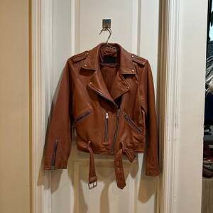 AllSaints Balfern Leather Biker Jacket in Rosewood